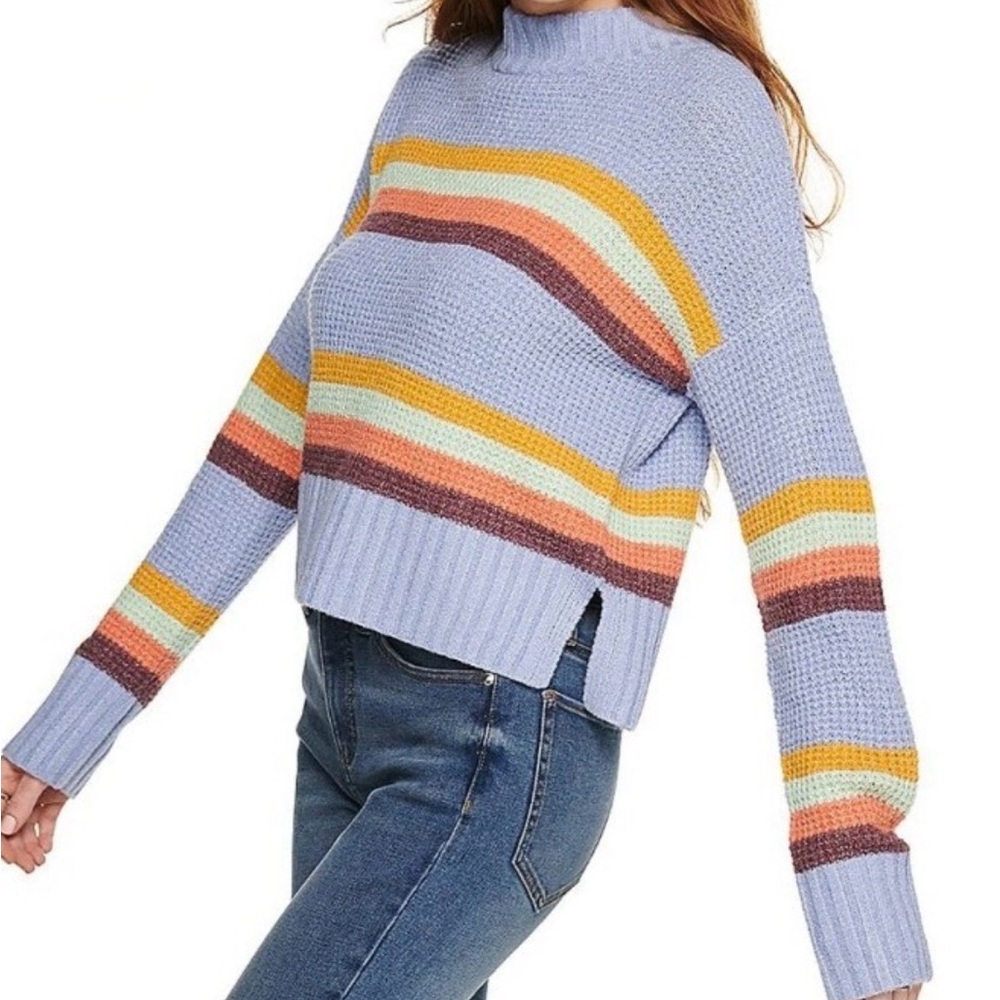 SO Women's Blue Striped mock neck Sweater🚨 - Picture 2 of 6